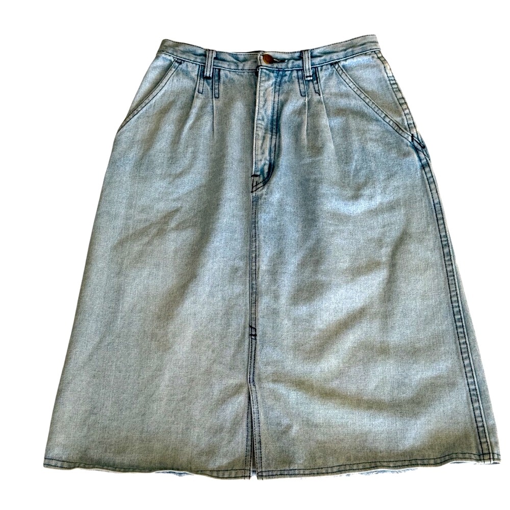 VINTAGE TRES JOLIE Denim A-Line Skirt Front Split Size 9/10 See Measurements